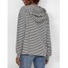 image:imageFlygo Womens Long Sleeve V Neck Hoodies Oversized Striped Pullover SweatshirtGrey