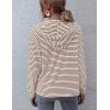 image:imageFlygo Womens Long Sleeve V Neck Hoodies Oversized Striped Pullover SweatshirtRed