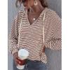 image:imageFlygo Womens Long Sleeve V Neck Hoodies Oversized Striped Pullover SweatshirtRed