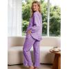 image:imageFlygo Womens Plaid Pajamas Sets 2 Piece Cotton Pj Set Puff Sleeve Ruffle Babydoll Shirt Gingham Pants Lounge SetsPurple