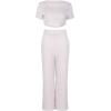 image:imageFlygo Womens Velvet 2 Pieces Outfits Short Sleeves Crop Top amp Long Pants JumpsuitsGrey