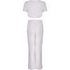 image:imageFlygo Womens Velvet 2 Pieces Outfits Short Sleeves Crop Top amp Long Pants JumpsuitsGrey