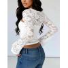 image:imageLace Long Sleeve Sexy Tops for Women Going Out Crop Top Bell Sleeve Y2K Cutout Slim Date Party Night Out ShirtsWhite