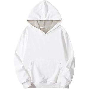 image:imageFlygo Mens Warm Fleece Hoodie Sherpa Lined Pullovers Winter Sweatshirt with PocketsWhite