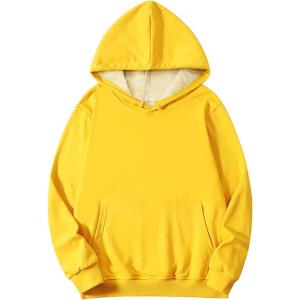 image:imageFlygo Mens Warm Fleece Hoodie Sherpa Lined Pullovers Winter Sweatshirt with PocketsYellow