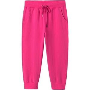 image:imageFlygo Womens 34 Capri Jogger Pants Football Active Running Shorts SweatpantsFuchsia