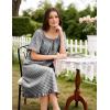 image:imageFlygo Womens Cotton Gingham Nightgown Square Neck Ruffled Short Sleeve House Dress Mini Pullover Sleepwear with PocketsBlack
