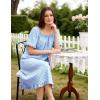 image:imageFlygo Womens Cotton Gingham Nightgown Square Neck Ruffled Short Sleeve House Dress Mini Pullover Sleepwear with PocketsBlue