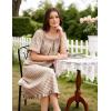 image:imageFlygo Womens Cotton Gingham Nightgown Square Neck Ruffled Short Sleeve House Dress Mini Pullover Sleepwear with PocketsBrown