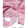 image:imageFlygo Womens Cotton Gingham Nightgown Square Neck Ruffled Short Sleeve House Dress Mini Pullover Sleepwear with PocketsPink