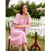 image:imageFlygo Womens Cotton Gingham Nightgown Square Neck Ruffled Short Sleeve House Dress Mini Pullover Sleepwear with PocketsPink
