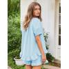 image:imageFlygo Womens Pajamas Set 2 Piece Cotton Ruffle Pj Lounge Sets Cute Puff Sleeve Babydoll Top Shorts Sleepwear Summer OutfitsBlue