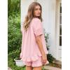 image:imageFlygo Womens Pajamas Set 2 Piece Cotton Ruffle Pj Lounge Sets Cute Puff Sleeve Babydoll Top Shorts Sleepwear Summer OutfitsPink