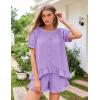 image:imageFlygo Womens Pajamas Set 2 Piece Cotton Ruffle Pj Lounge Sets Cute Puff Sleeve Babydoll Top Shorts Sleepwear Summer OutfitsPurple