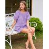 image:imageFlygo Womens Pajamas Set 2 Piece Cotton Ruffle Pj Lounge Sets Cute Puff Sleeve Babydoll Top Shorts Sleepwear Summer OutfitsPurple