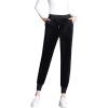 image:imageFlygo Womens Active Solid Velour Joggers Soft Stretch Warm Winter Sweatpants Pants with PocketsBlack