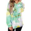 image:imageFlygo Womens Waffle Loose Long Sleeve Hoodies Tie Dye Printed Sweatshirts Drawstring Pullover TopsGreen