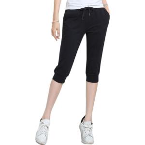 image:imageFlygo Womens 34 Capri Jogger Pants Active Running Athletic Shorts Sweatpants Small Black