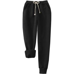 image:imageFlygo Womens Fleece Joggers Pants ClosedBottom Tapered Workout Running Active SweatpantsBlack