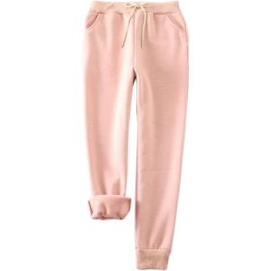 image:imageFlygo Womens Fleece Joggers Pants ClosedBottom Tapered Workout Running Active SweatpantsPink