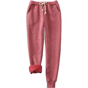 image:imageFlygo Womens Fleece Joggers Pants ClosedBottom Tapered Workout Running Active SweatpantsWine Red