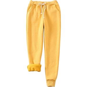 image:imageFlygo Womens Fleece Joggers Pants ClosedBottom Tapered Workout Running Active SweatpantsYellow