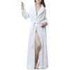 image:imageFlygo Womens Winter Fleece Plush Bathrobe Long Cotton Flannel Sleepwear Belted Medium White