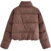 image:imageFlygo Womens Cropped Puffer Coats Winter Quilted Jacket Lightweight Bubble Padded OuterwearCoffeeL