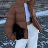 image:imageFlygo Womens Cropped Puffer Coats Winter Quilted Jacket Lightweight Bubble Padded OuterwearCoffeeL