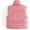 image:imageFlygo Womens Cropped Puffer Vest Jacket Sleeveless Full Zip Quilted Warm Down CoatPink