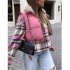 image:imageFlygo Womens Cropped Puffer Vest Jacket Sleeveless Full Zip Quilted Warm Down CoatPink