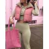 image:imageFlygo Womens Cropped Puffer Vest Jacket Sleeveless Full Zip Quilted Warm Down CoatPink