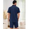 image:imageFlygo Men Cotton Linen Sets Outfits 2 Piece Summer Short Sleeve Shirt and Shorts Set Beach Wear Vacation OutfitNavy