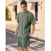image:imageFlygo Mens 3 Pack Athletic Sweat Shorts Acid Washed Cotton Elastic Waist Drawstring Gym Workout Jogger Pants with PocketsBlackdarkgreyarmygreen