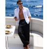 image:imageFlygo Mens Casual Pants Straight Wide Leg Open Bottom Relaxed Fit Pants Elastic Waist Drawstring Trousers with PocketsBlack