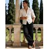 image:imageFlygo Mens Casual Pants Straight Wide Leg Open Bottom Relaxed Fit Pants Elastic Waist Drawstring Trousers with PocketsBlack