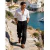 image:imageFlygo Mens Casual Pants Straight Wide Leg Open Bottom Relaxed Fit Pants Elastic Waist Drawstring Trousers with PocketsBlack