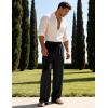 image:imageFlygo Mens Casual Pants Straight Wide Leg Open Bottom Relaxed Fit Pants Elastic Waist Drawstring Trousers with PocketsBlack