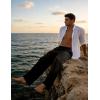 image:imageFlygo Mens Casual Pants Straight Wide Leg Open Bottom Relaxed Fit Pants Elastic Waist Drawstring Trousers with PocketsCoffee