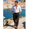 image:imageFlygo Mens Casual Pants Straight Wide Leg Open Bottom Relaxed Fit Pants Elastic Waist Drawstring Trousers with PocketsCoffee
