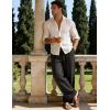image:imageFlygo Mens Casual Pants Straight Wide Leg Open Bottom Relaxed Fit Pants Elastic Waist Drawstring Trousers with PocketsCoffee