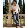 image:imageFlygo Mens Casual Pants Straight Wide Leg Open Bottom Relaxed Fit Pants Elastic Waist Drawstring Trousers with PocketsDarkgrey