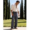image:imageFlygo Mens Casual Pants Straight Wide Leg Open Bottom Relaxed Fit Pants Elastic Waist Drawstring Trousers with PocketsDarkgrey