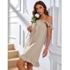 image:imageFlygo Nightgowns for Women Cotton Ruffle Sleepwear House Dresses Striped Sleeveless Night Gown Sleep Dress with PocketsBrown