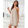 image:imageFlygo Nightgowns for Women Cotton Ruffle Sleepwear House Dresses Striped Sleeveless Night Gown Sleep Dress with PocketsBrown