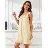 image:imageFlygo Nightgowns for Women Cotton Ruffle Sleepwear House Dresses Striped Sleeveless Night Gown Sleep Dress with PocketsYellow