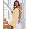 image:imageFlygo Nightgowns for Women Cotton Ruffle Sleepwear House Dresses Striped Sleeveless Night Gown Sleep Dress with PocketsYellow