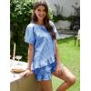 image:imageFlygo Womens Gingham Pajamas Set 2 Piece Cotton Pj Lounge Sets Puff Sleeve Ruffle Babydoll Shirt Shorts Summer OutfitsClassicblue