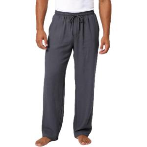image:imageFlygo Mens Casual Pants Straight Wide Leg Open Bottom Relaxed Fit Pants Elastic Waist Drawstring Trousers with PocketsBluegrey