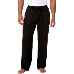 image:imageFlygo Mens Casual Pants Straight Wide Leg Open Bottom Relaxed Fit Pants Elastic Waist Drawstring Trousers with PocketsCoffee